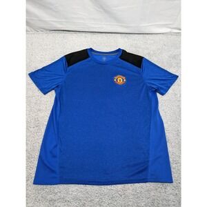 Manchester United Athletic Tee Shirt Blue Mens‎ XL Embroidered Patch
